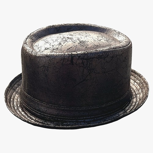 Leather look hat trilby - leather,