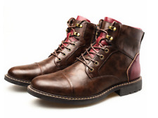 Men Oxford Dress Ankle Boots Size Zip Faux Leather Retro Brown Short Boots Shoes