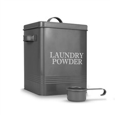 Laundry Powder Storage Tin with Scoop Grey Dishwasher Detergent Container | M&W
