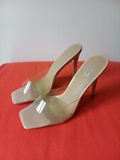 Ego Mules Clear High Heels Stiletto Nude Size 6