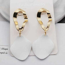 Pretty Classy Exaggerated Acrylic Resin Rhombus Gold Plated Dangle Drop Earrings