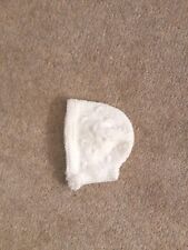 New hand knitted traditional style white baby bonnet size newborn FREE P&P 