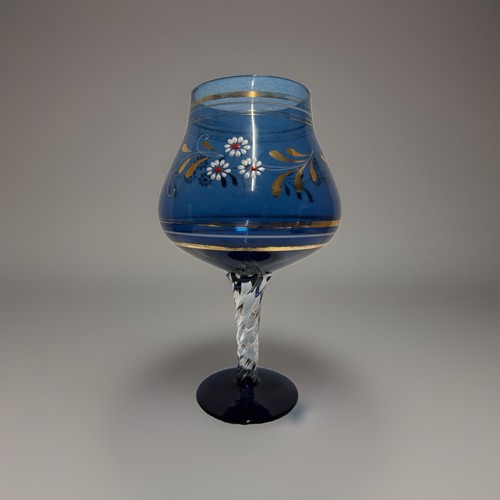 Vintage blue glass enamel - glass,