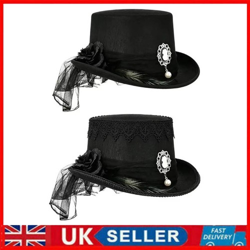 Black victorian gothic top - victorian, hat