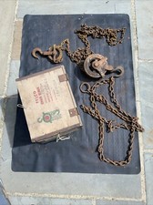 VINTAGE WITH ORIGINAL BOX FELCO CHAIN BLOCK AND TACKLE ENGINE LIFT 1 1/2 TON