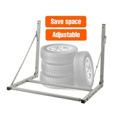 Car Tyre Rack Wall Mounted Foldable Adjustable Garage Spare Wheel Storage Steel