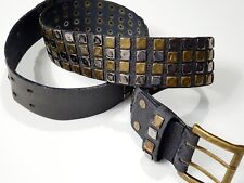 Energie Genuine Black Leather Studded Mens Belt Size 30"- 34" waist 103cm Length