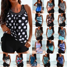 Womens Lady Tankini Set Tank Top Bikini Swimwear Swimsuit Beach Swimming Costume