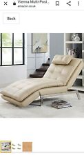 Vienna Multi-Positional Chaise Lounger, Cream Bonded Leather Pillow Only