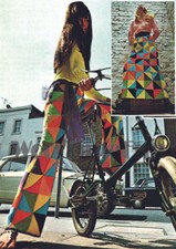 Knitting Pattern Lady's 60s/70s Patchwork Flared Trousers & Skirt. Boho/Hippy