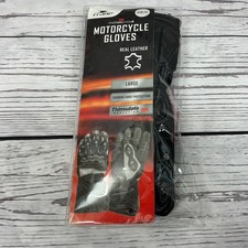 Motorcycle Leather Gloves Size Large Black Lightweight Carbon Fibre Knuckles 