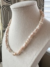 Vintage SOLID Baby Pink Puka Shell Choker 16” Real MOP Barrel Clasp 1990s-2000s