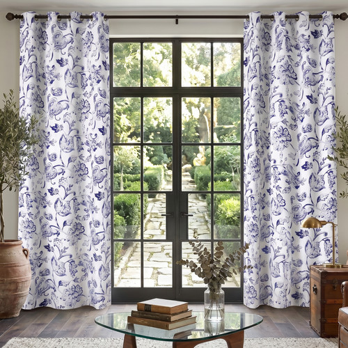 Floral blackout curtains - floral, pair
