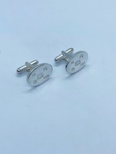 OVAL FEATURE HALLMARK CUFFLINKS,  solid `925`  Sterling Silver. Made in England