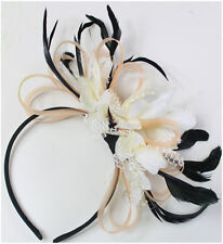 Black Peach Pink Nude and Cream Fascinator Headband Wedding Race