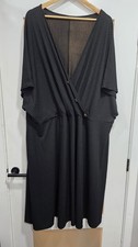 Yours Clothing Ribbed Button Trim Midi Dress Black Size 30/32