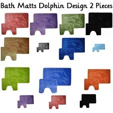 Bath Mats Luxury Quality Pedestal Dolphin Design Non-Slip 2 Piece Bathroom Rugs.