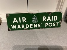 Porcelain Enamel Advertising Sign Air Raid Warden’s Post