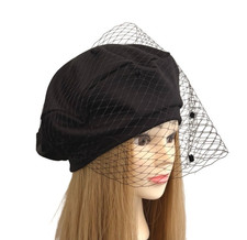 Black fashion beret hat with - beret,