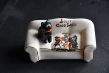 CARLTON CRESTED CHINA BLACK CAT  ON SOFA  JOLLY GOOD LUCK CITY OF CARDIFF