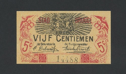 Belgium centimes 1915 brugge - belgium, 5