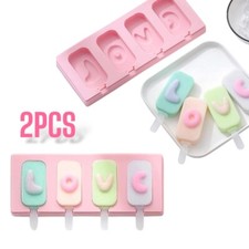 2pcs 4-Cavity Silicone Ice Lolly Mould Sticks Frozen Dessert Maker Popsicle mold