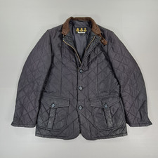 Barbour Mens Jacket  Navy Blue Large Lutz Quilted Full Zip Lightweight