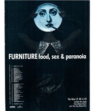 PTP51 MAGAZINE ADVERT 11X9" FURNITURE : FOOD, SEX AND PARANOIA ALBUM & TOUR