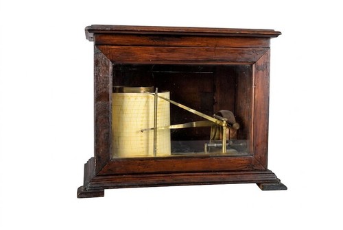 Antique oak barograph brass - oak, barograph,