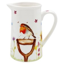 Garden Birds Fine China Water Jug Serving Decorative Table Floral Ceramic Vase