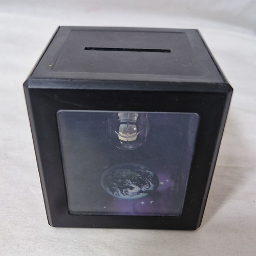 Black cube moneybox with - black,