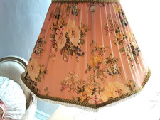 Pink Rose/Floral Chiffon Large 18" Hand Made Lampshade with Gold Satin Lining