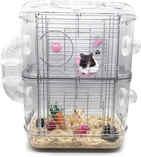 1/2 Tiers Clear Castle Gorgeous Hamster Gerbil Mouse Cage Animal Play Home