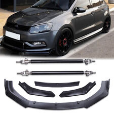 For VW Polo MK5 MK6 MK7 Front Bumper Lip Spoiler Splitter Body Kit + Strut Rods 