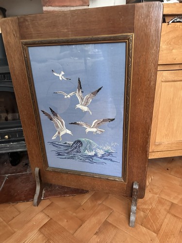 Vintage wooden fire screen - vintage,