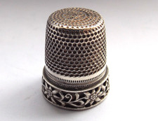 BEAUTIFUL FLORAL PATTERN SOLID SILVER GERMAN JULIUS WENGERT THIMBLE 925 M