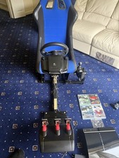 playstation 3 + gameracer elite seat with logitech 3 pedal set + steering wheel