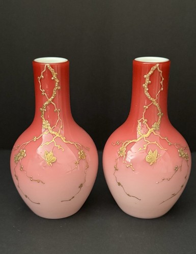 Pair thomas webb peachblow - thomas,