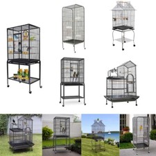 Rolling Portable Metal Bird Cage on Wheels Cockatoo Parrot Cockatiel In/outdoor