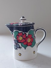 Ditmar Urbach Lidded Jug Czech Pottery Pitcher Hand Painted Floral Design