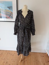 JIGSAW Grey Ditsy Floral Tiered Skirt Midaxi Midi Dress UK 10