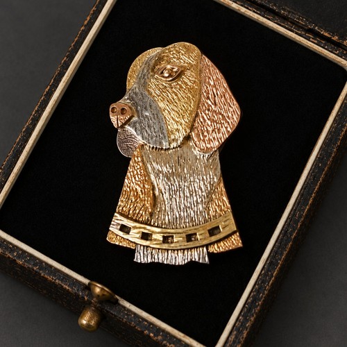 Vintage three tone dog head - vintage, three-tone