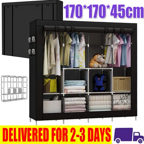 Large fabric canvas wardrobe - canvas,