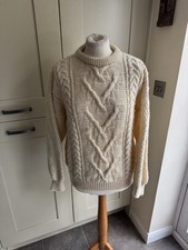 Aaron Homespun cream Jumper 100% Wool Size Small 