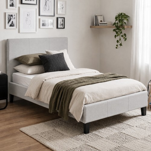 Fabric modern bed frame light - bed,