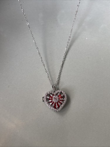 Silver plated heart locket - silver,