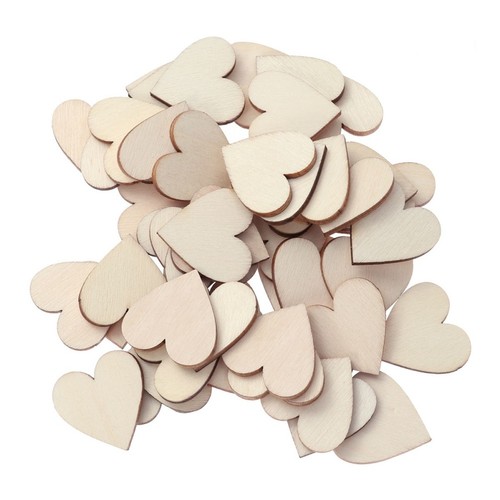 50pcs 5cm wooden hearts - 2.5cm,