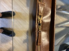 Gentlemans Chrome Plated Travel Grooming Set Vintage, Brown Faux Leather Case 