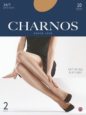 Charnos 24/7 - 10 Denier Gloss Tights 2 Pair Pack Sherry or Barely Black