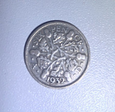 1932 SILVER RARE GEORGE V SIXPENCE COIN NEW OAK SPRIG REVERSE ENGLISH CURRENCY